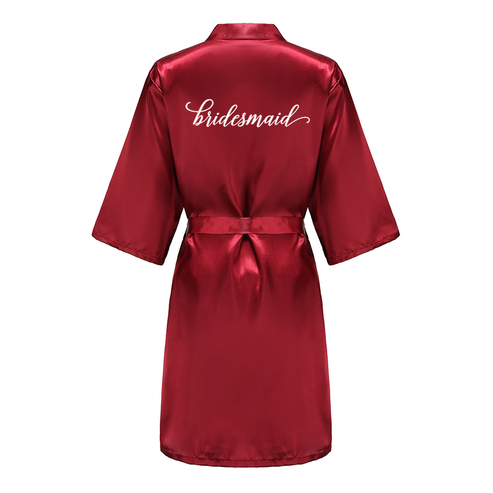 Bury Bridesmaid Mother Of The Bride Robes With White Letters Wedding Women Satin Bridal Party Bathrobe: XXL / SKY BLUE