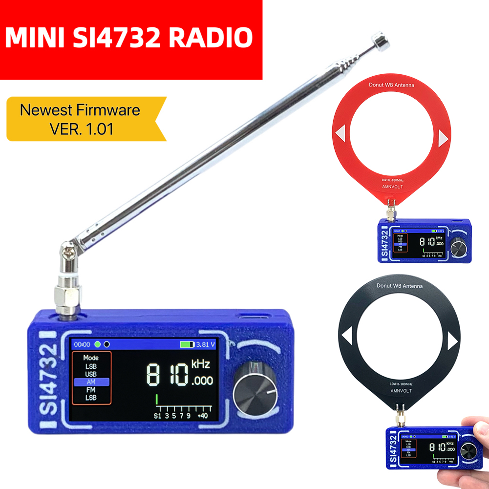 SI4732 0,5-108 mhz draagbare radio LSB USB AM FM Pocket mini-radio 1,9 "IPS-scherm HF SW MW VHF ESP32 radio-ontvanger met antenne