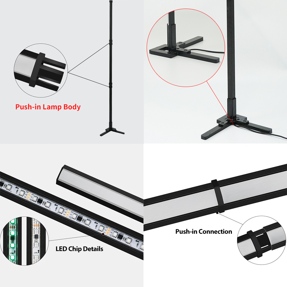 Tuya rgb led gulvlys, colorido, kontrol fjernbetjening, aplicação inteligente, ambiente de manto moderno , 160cm