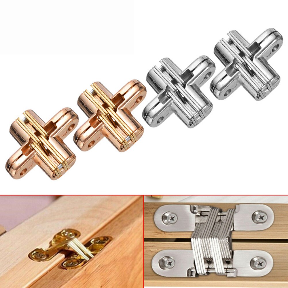 2/4Pcs Invisible Hinges Cross Hinge Hidden Concealed Cabinet Cupboard Door Wooden Boxes For Folding Window Furniture