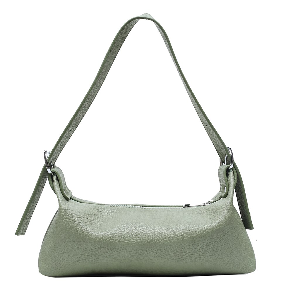 Ensfarvet kvinder pu læder hobo skuldertasker armhule slynge håndtasker enkle skulder tasker: Grøn