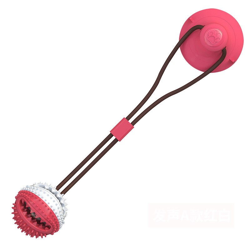 Silicon Pet Dog Toys Suction Cup Tug Dogs Chewing Push Ball Toy Pet Tooth Cleaning Dog Toothbrush for Puppy large Dog Biting Toy: A red