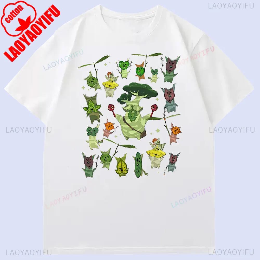 Zelda korok-skjorte breath of the wild hylia anime-skjorte korok arboretum gamer-skjorte planteelsker sommerskjorter bomulds-t-shirts toppe: Xl / Beige