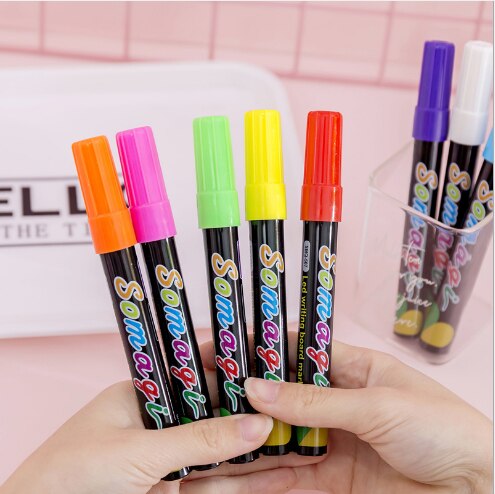 8 piezas de tiza líquida borrable resaltador fluorescente rotulador colorido arte pintura para pizarra LED escuela