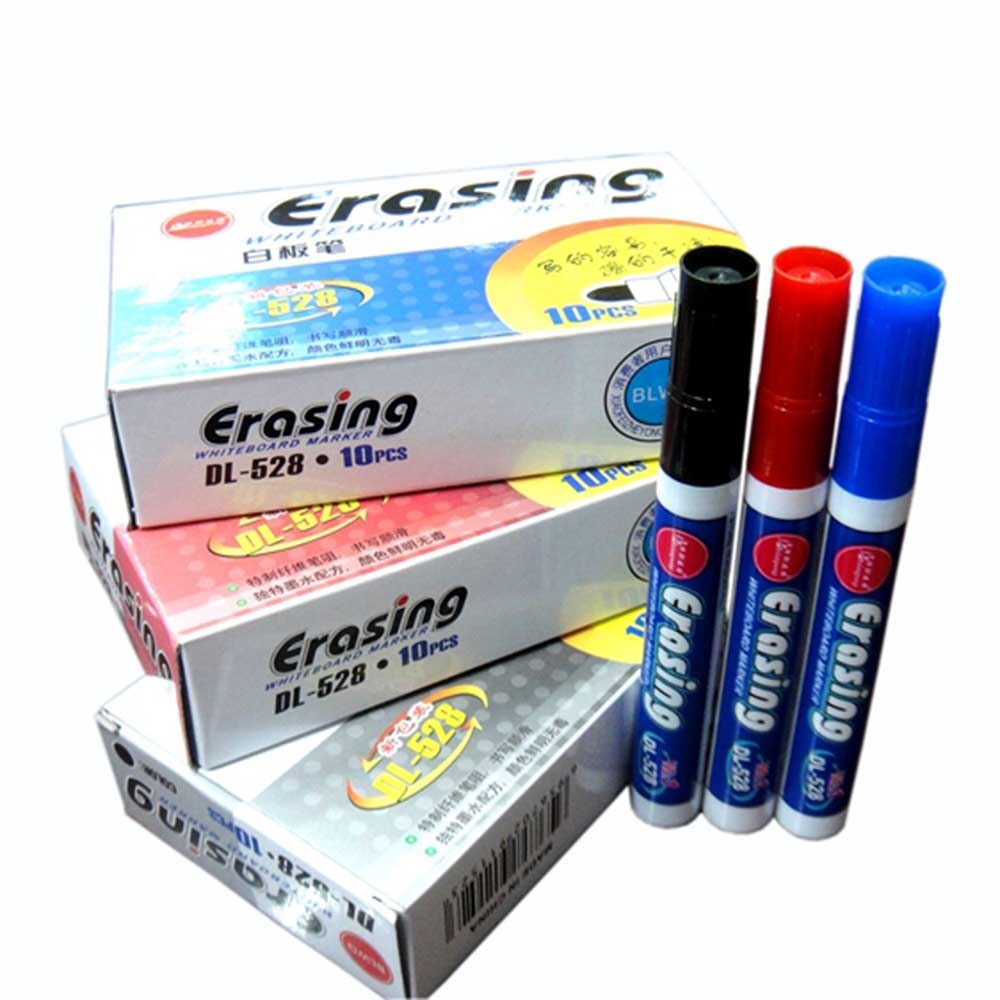 10pcs/box Marker felt marker pen black/blue/red erasable Whiteboard for Office