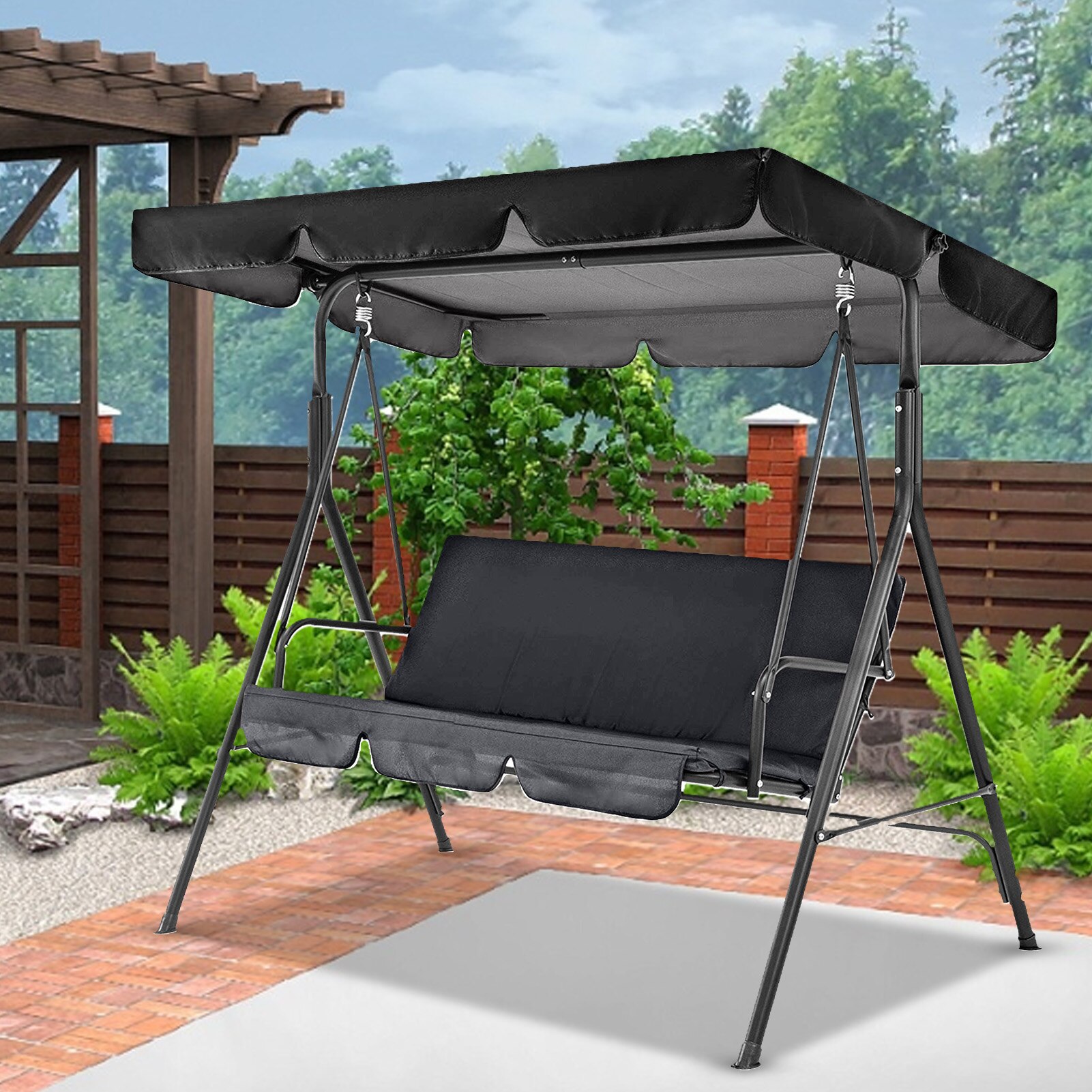 Terras Schommel Stoel Cover En Luifel Set Universal Tuin Regendicht En Zonneplek Stoel Stofdicht 3-Seater Outdoor Luifels