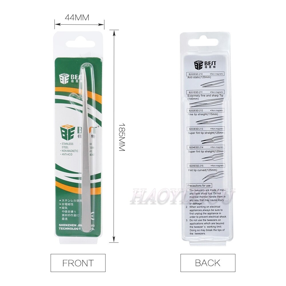 BST-26 Stainless Steel Electronic Pointed Tip Straight Tweezer