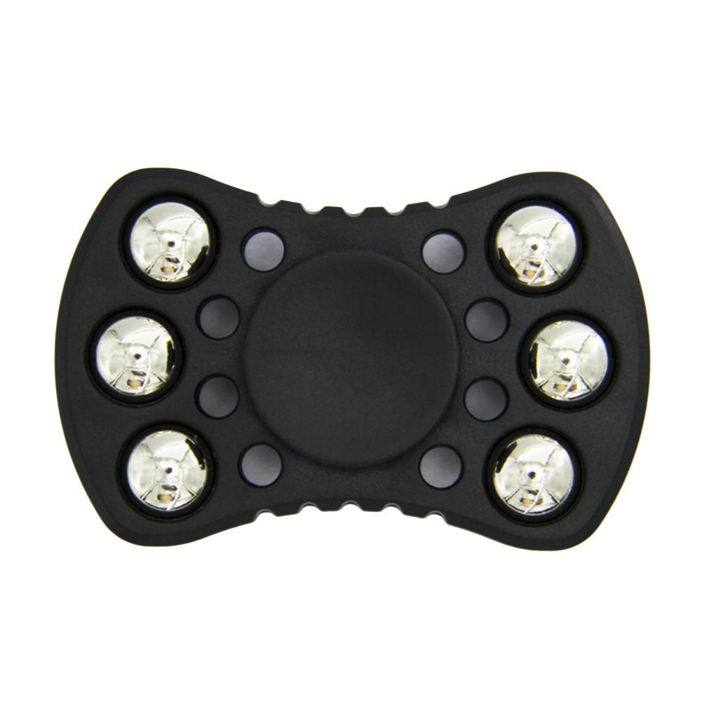 Fidget Spinner EDC Spinner de mano con seis cuentas de Metal estrés ansiedad reductor juguete de enfoque para niños adultos: Black