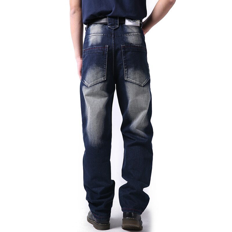 Cool hip hop herrejeans plus størrelse 30-46 syrevasket vintage retro falmet farve løs pasform baggy denimbukser til hipster