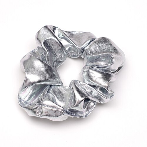 Kvinnor scrunchie hårband guld silver svart färg elastiska hårband för kvinnor hår tillbehör huvudbonader hårhållare: Silver-