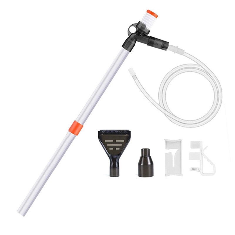Aquarium Gravel Vacuum Cleaner Fast Fish Tank Siphon Cleaning Seaweed Scraper Air Press Button Water Changer Kit: Default Title