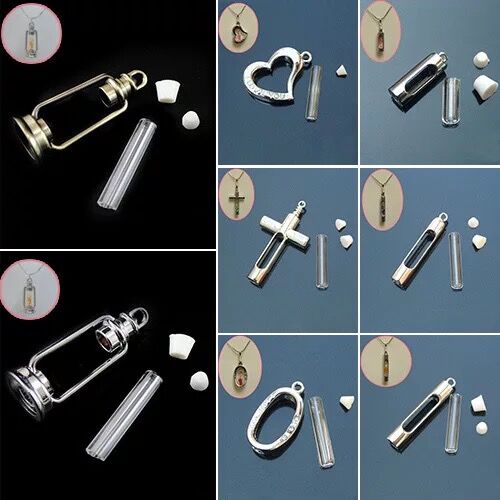 5 stücke Glas Fläschchen Anhänger Medaillon parfüm öl flasche Reize Kupfer Container wünschen Flasche Charme Name Auf Reis Kunst Schmuck: zufällig mischen