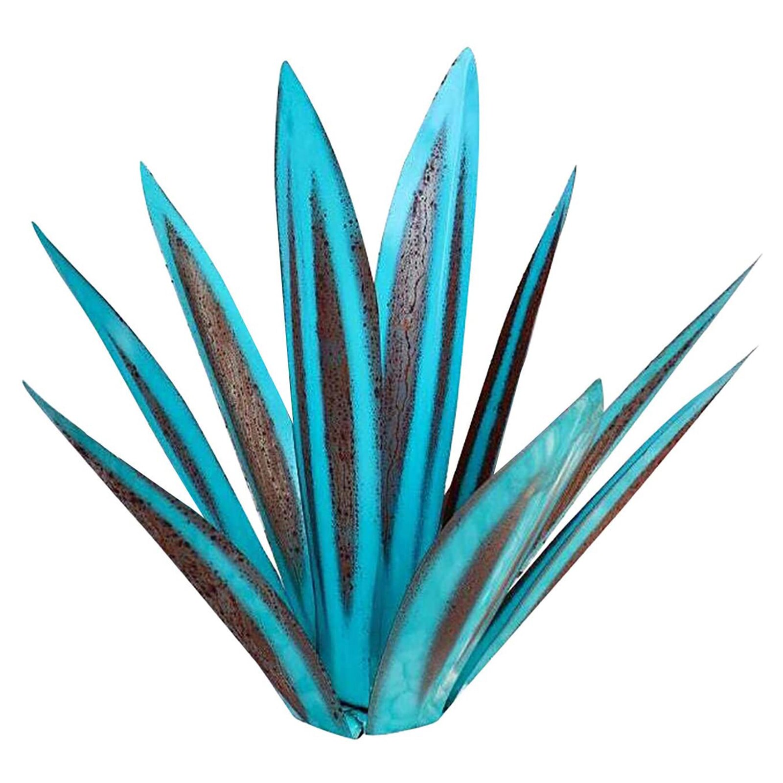 Rustique Sculpture En Métal Peint à la Main Artificielle Agave FER BRICOLAGE Statue D'art Plante Pour La Décoration de Cour De jardin Paysage Ornements: Lake Blue 27cm