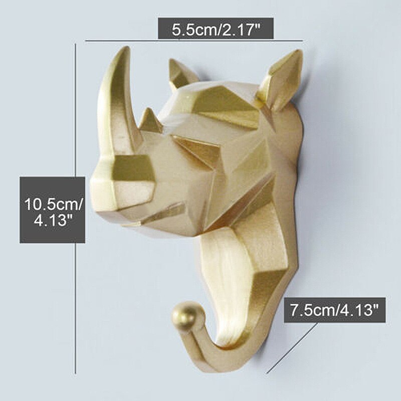 Colgador de pared de cabeza de Animal de estilo nórdico, Perchero de ciervo, rinoceronte, gancho para ropa, soporte para llaves, decoración del hogar de resina, 1 unidad: A4