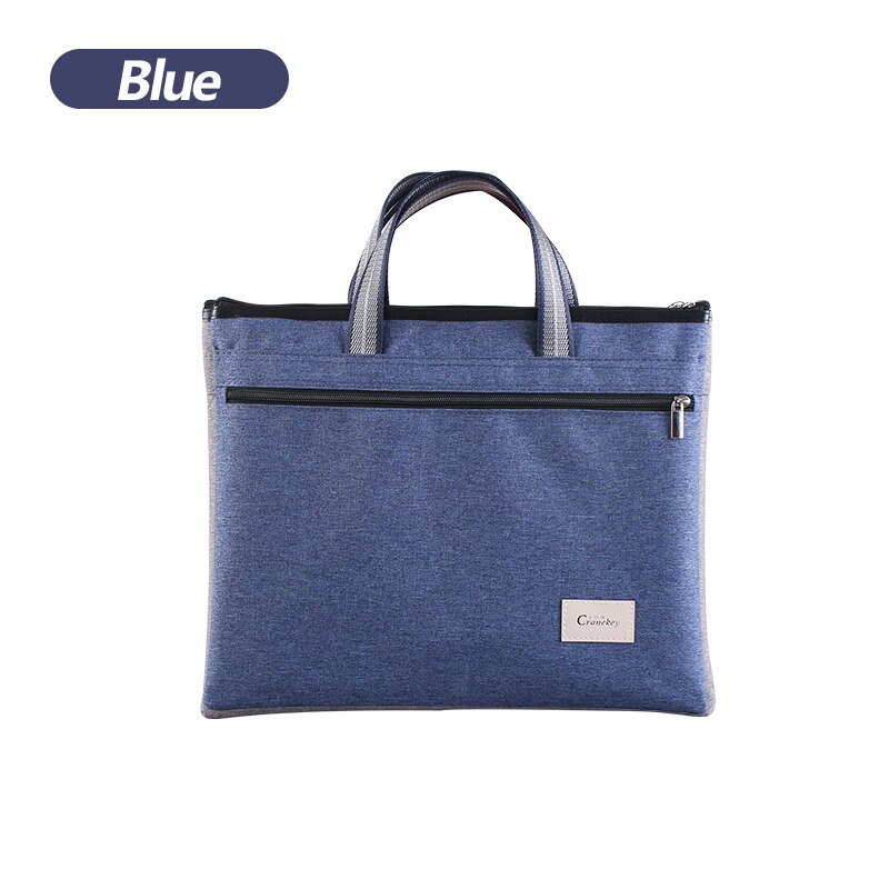 Laptop Aktetas Draagbare Canvas Tas Data Bestand Opbergtas Business Rits Multi-layer Bestand Zak Kantoorbenodigdheden: blue