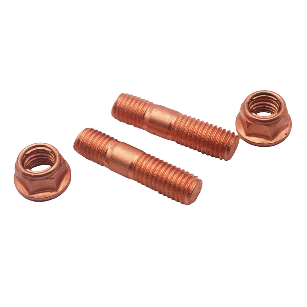 Pernos del colector de escape M10 42mm y tuercas autoblocantes X 2 con revestimiento de cobre