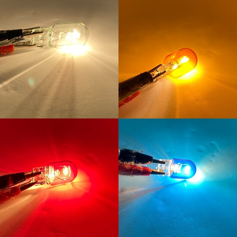 Bombillas halógenas T20 7440 WY21W W21W 7443 W21/5W T20, luz de marcha atrás de respaldo superbrillante para lámpara de señal de coche 12V, color ámbar, rojo y azul
