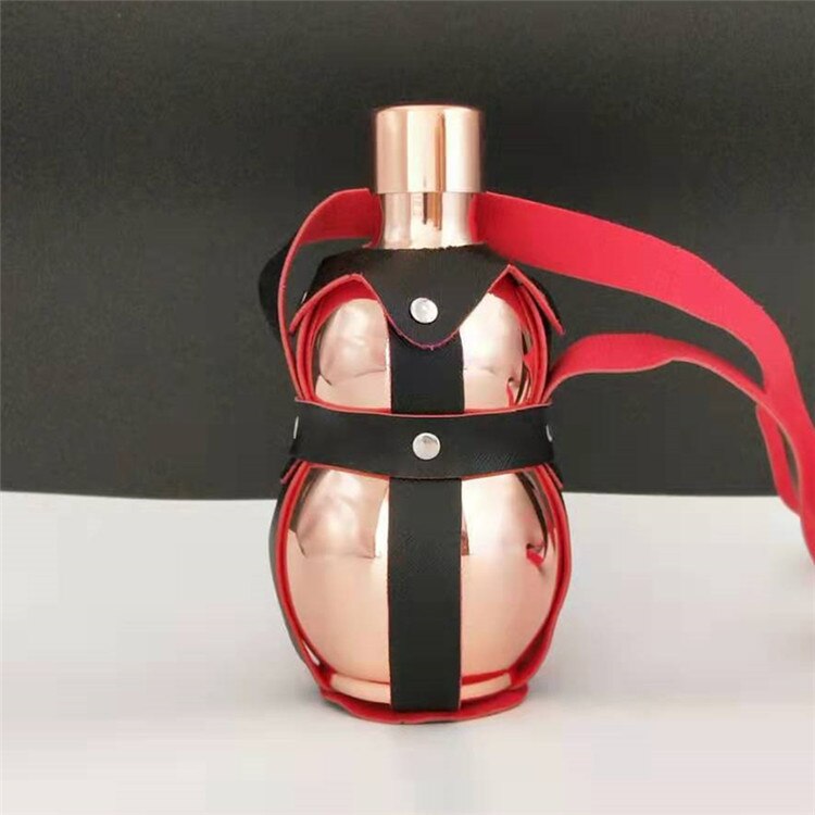 Bouteille de vin antique en acier inoxydable, petite gourde, gourde, bouteille de sport portable et créative avec ceinture, 0.25-1.5KG: gold 500g