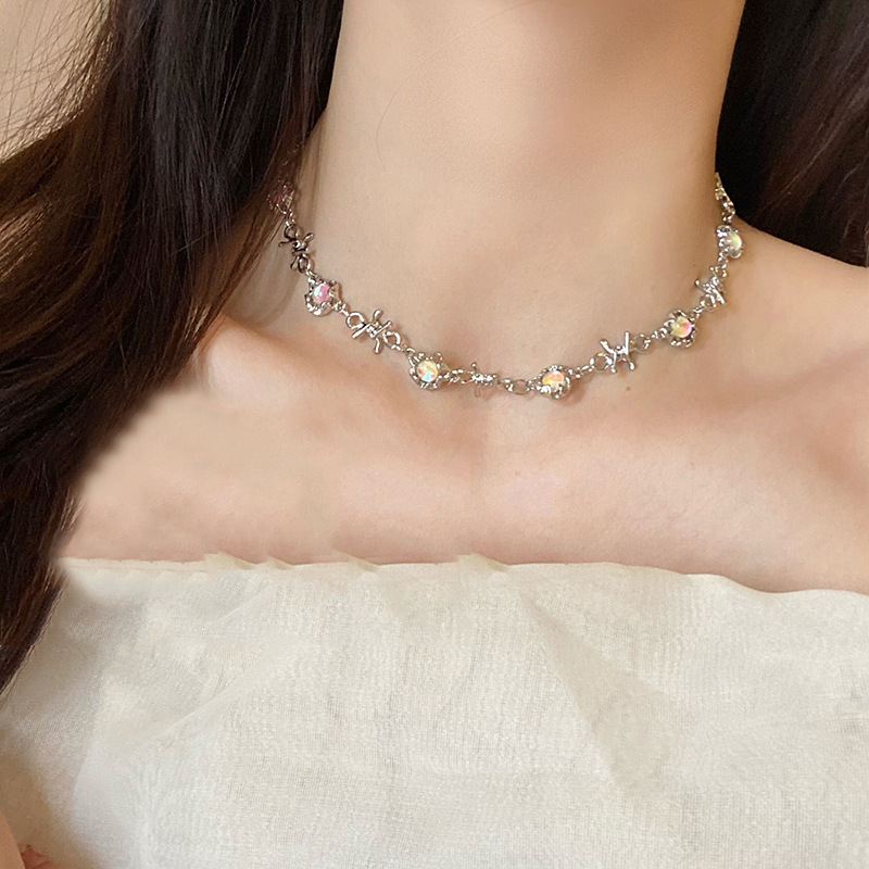 Ventfille Silver Color Opal Necklace for Women Girl Liquid Lava Star Irregular Jewelry 925 Stamp Birthday Dropshippping