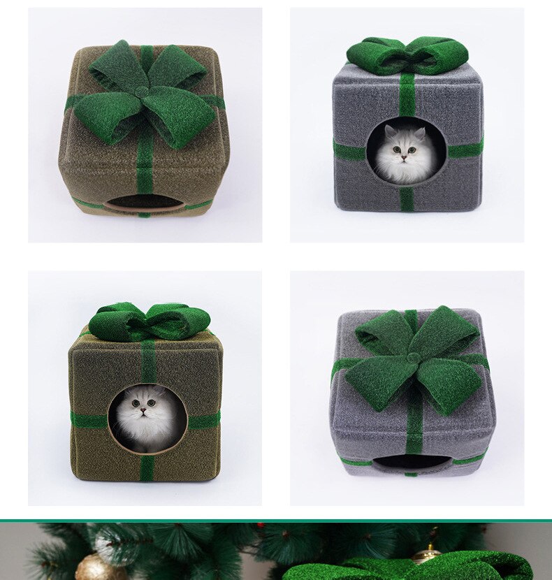 The Latest Pet Christmas Box Cat House Cat House Cat House Closed Cat House Four Seasons Warm Dog House