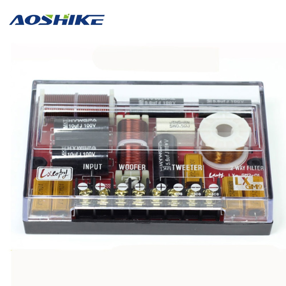 Aoshike 1 stk crossover 120-200w diskant bas subwoofer 2 vejs frekvensdeler entusiast diy bil modifikation stereo crossover