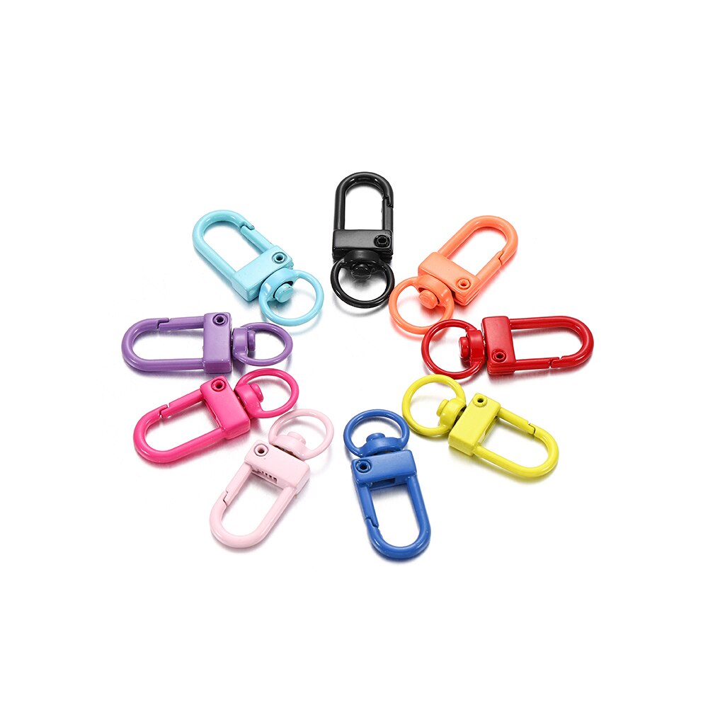 10 unids/lote de llavero colorido, cierre de mosquetón de Metal, Clips de gancho para llavero, ganchos, DIY, joyería, accesorios