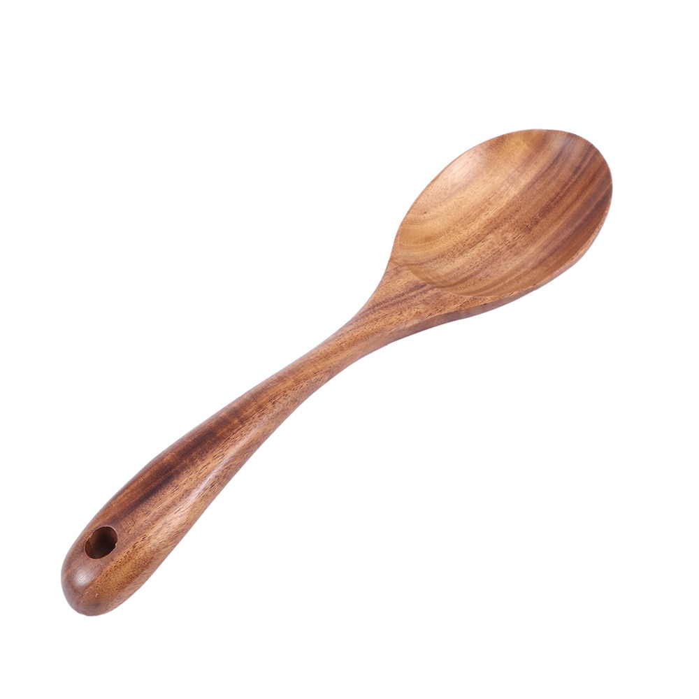Natural Wooden Kitchen Cooking Spoons Large Salad Server Wood Fork Spoon Cutlery Set Wooden Utensils Tableware