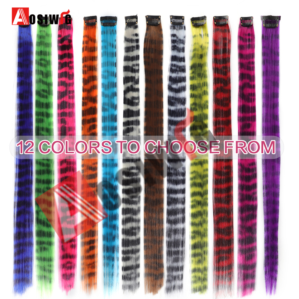 5PC Synthetic Feather Hair Extensions With Clips Heat Resistant Straight Hair Extensions Color Colored Black Hair Clip Womens 8G