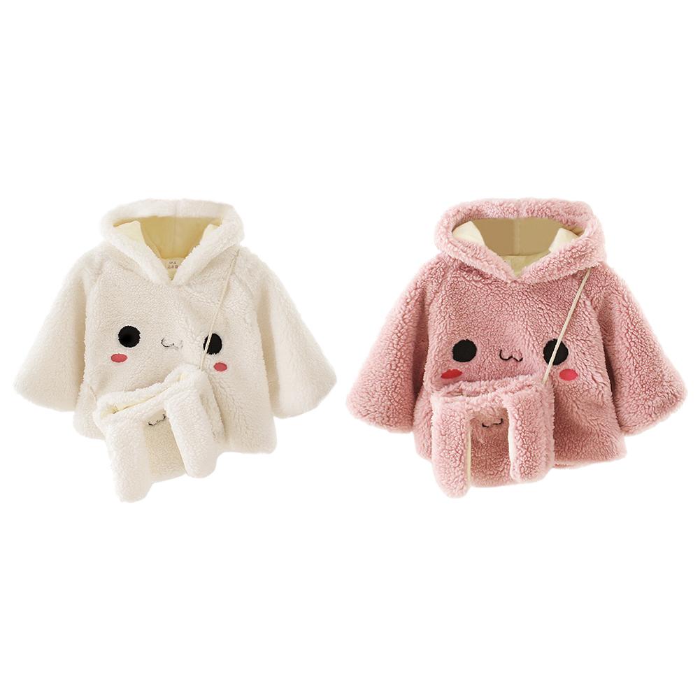Sweat à capuche en coton pour bébé fille, sweat-shirt à manches longues, vêtements brodés mignons, polaire épais avec sac à bandoulière