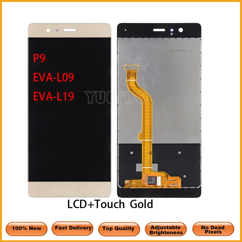 5.2 ''oryginalny LCD do Huawei P9 LCD EVA-L09 L19 L29 wyświetlacz LCD z ekranem dotykowym Digitizer zgromadzenie zamiennik z ramą: Gold NoFrame NoGift