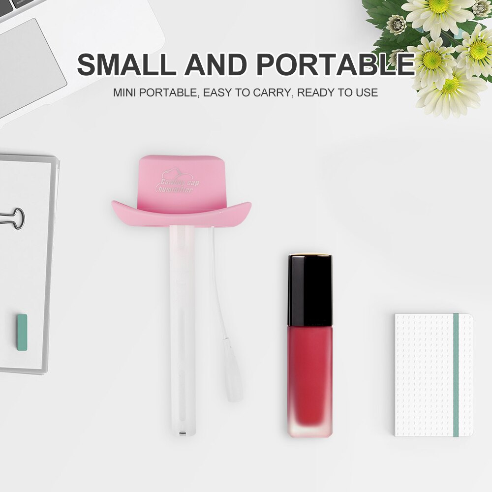 Mini Portable Car USB Humidifier Cowboy Hat Small Bottle Cap Universal Auto Atomizer