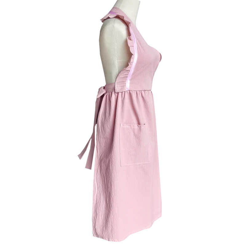 Neue Gewaschen Baumwolle Leinen Küche Schürze Für Kochen Backen Blume Einkaufen Rüschen Arbeit Sauber Schürze für Frau Uniform Dame Kleid