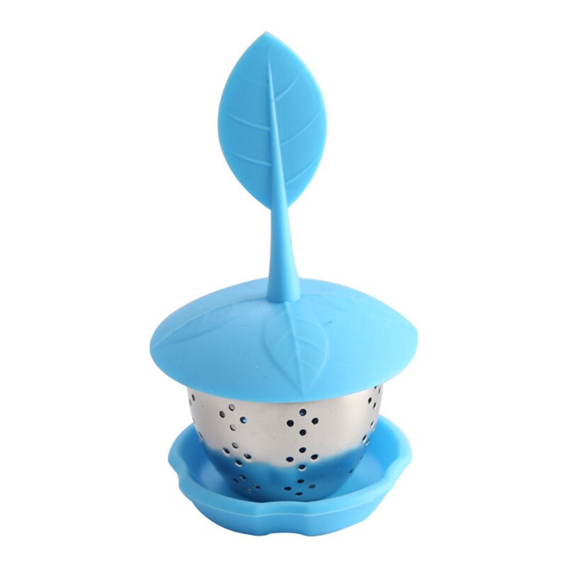 Keuken Gadgets Thee-ei Siliconen Herbruikbare Food Grade Theezeefje 1Pcs Thee Accessoires Blad Vormige: Blauw