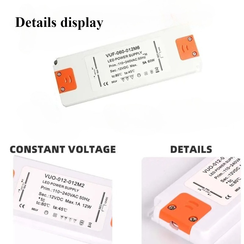 Dc12v/24v tynne led-driver ballast 6w 12w 30w 60w transformator strømforsyning  ac110-220v adapter for skaplamper lyslist