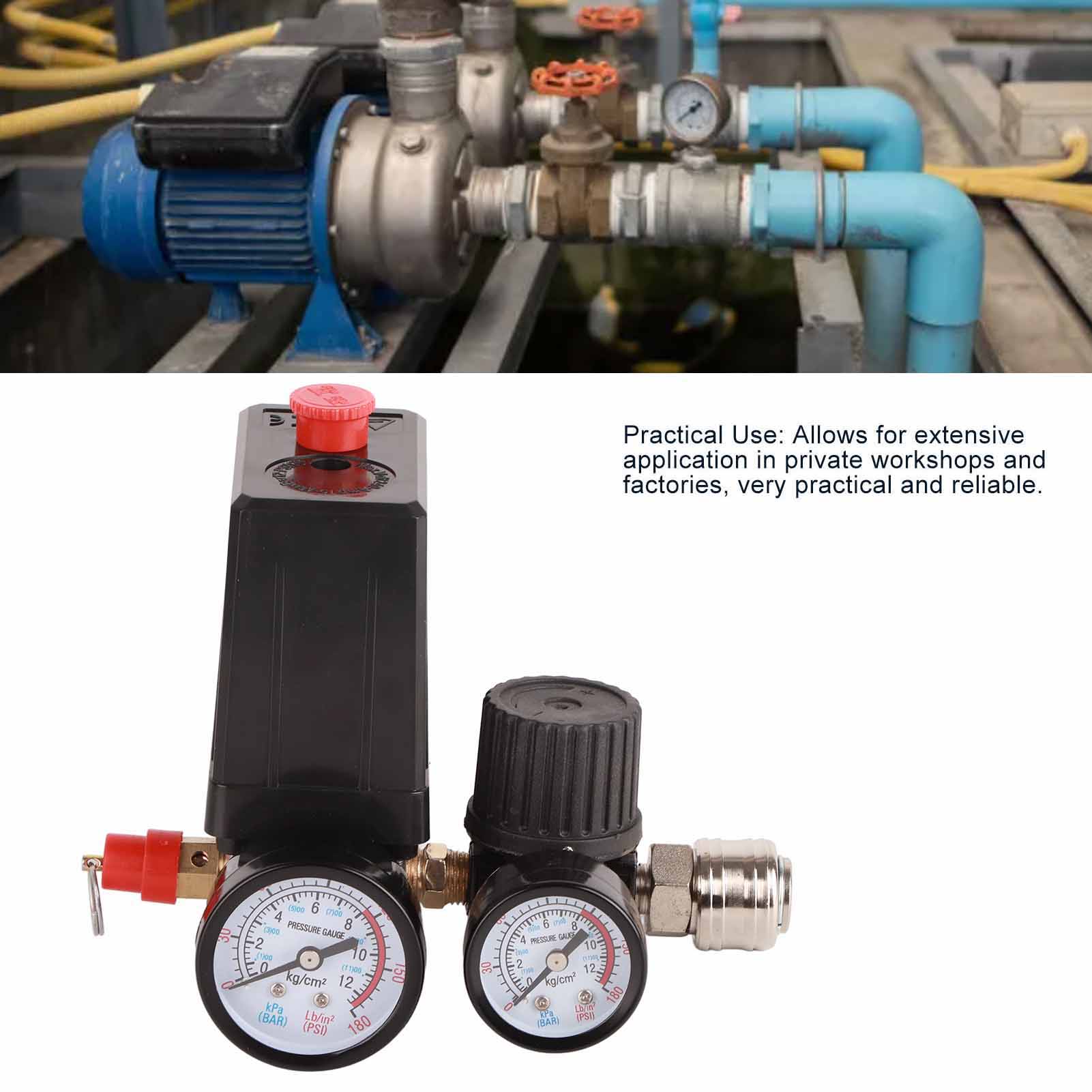 Luchtcompressor Drukregelaar Klep 1/4in 4 Gaten Controller Regelklep 90-120psi Luchtcompressor Klep