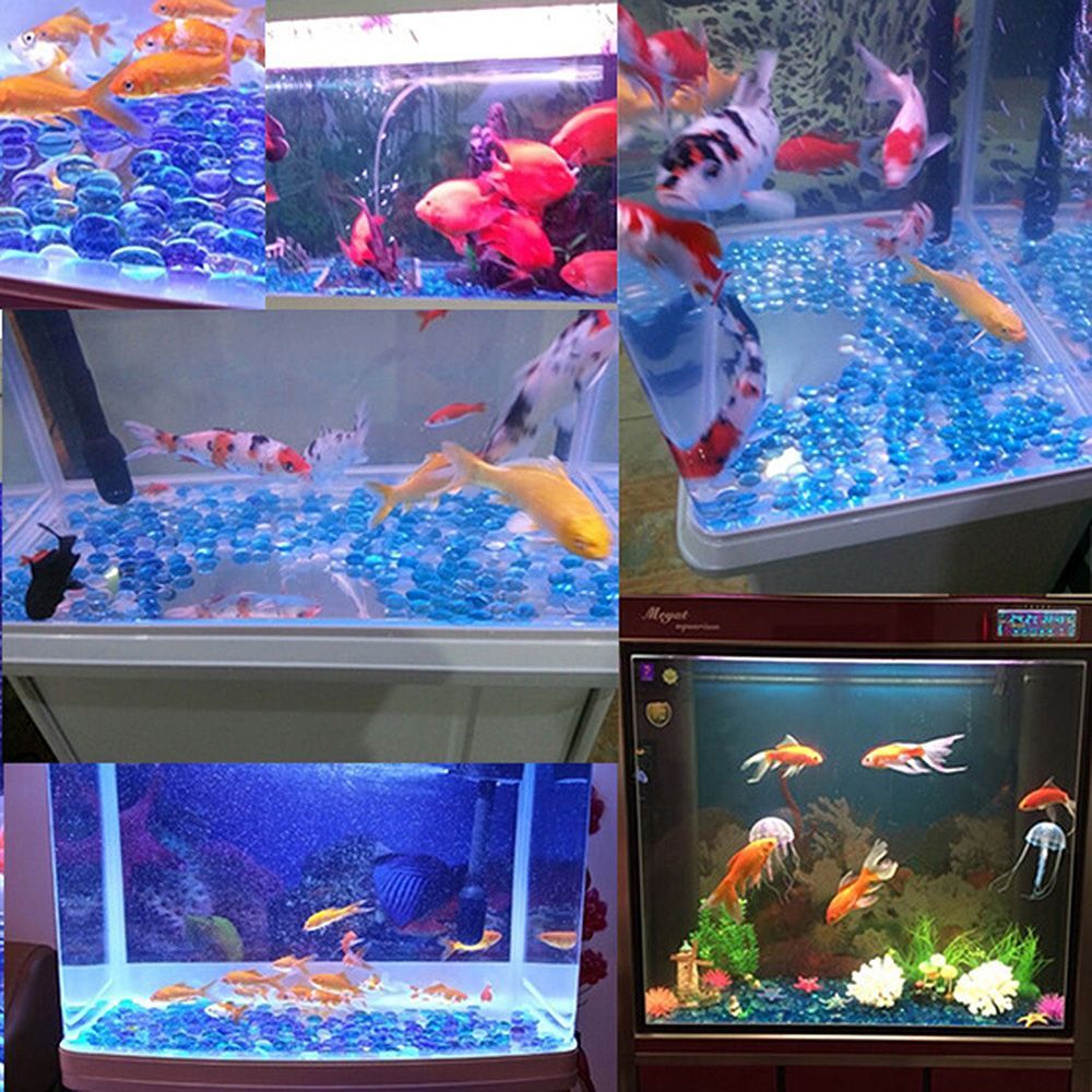 Piedras redondas para acuario de peces, abalorios planos de cristal de colores para decoración del hogar, accesorios para peceras, 100g