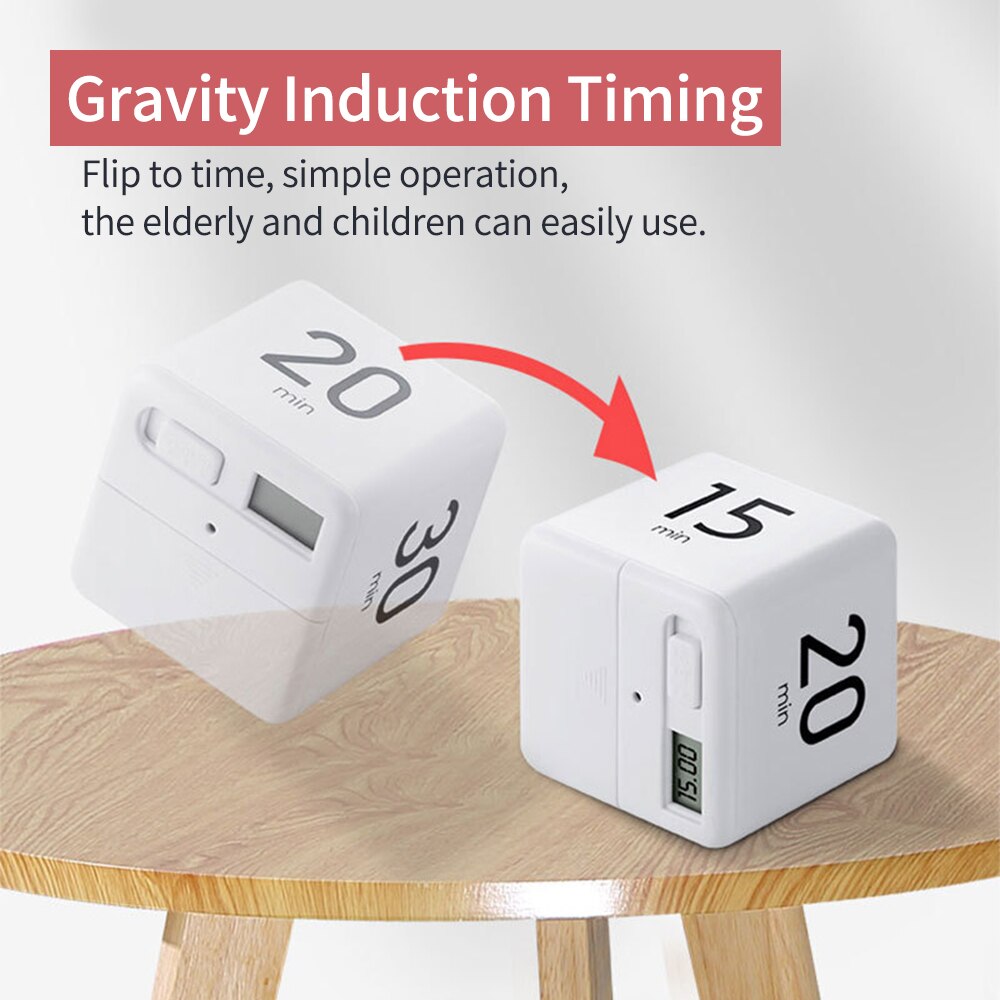 Hvid farve terning køkkenur cubic timer minutter til tidsstyring børn timer træning timer madlavning tilbehør cocina tools