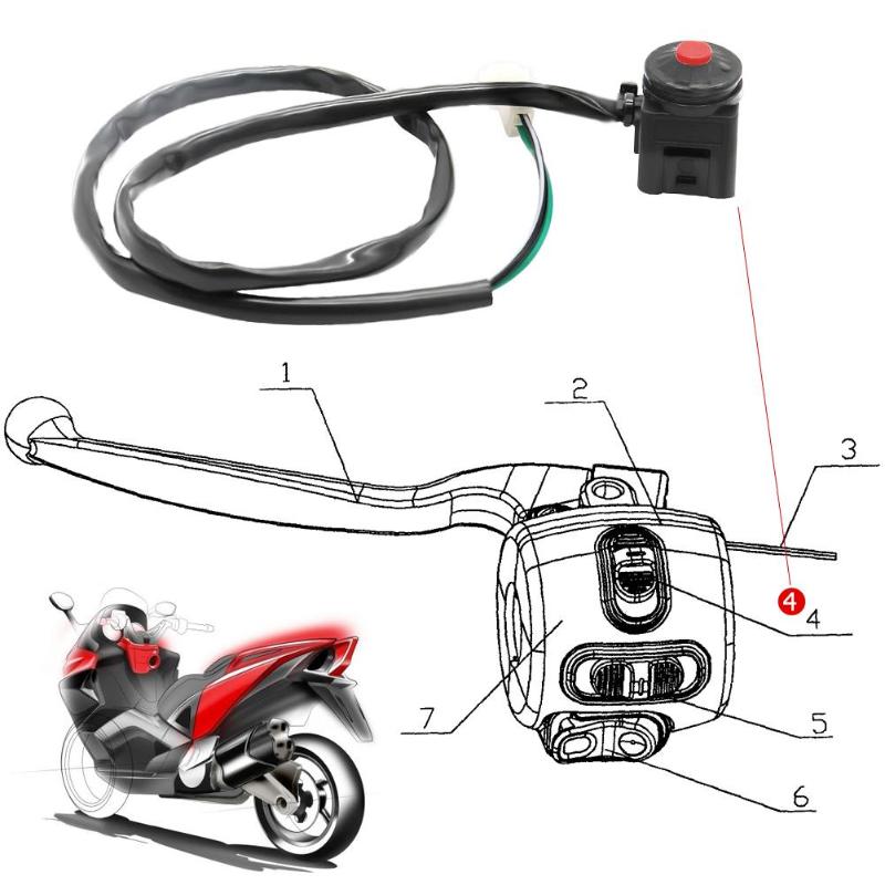 VODOOL Universal Motorcycle Motorbike Push Button Kill Switch Replacement Horn Light Start Switchs For Dirt Bike ATV KTM Switch