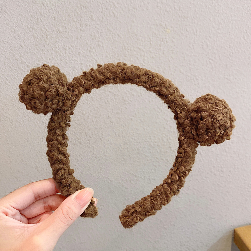 Nuevas niñas lindas orejas de oso aros de pelo de felpa para niñas niños encantadoras diademas diadema niños accesorios para el cabello de de invierno: Gris