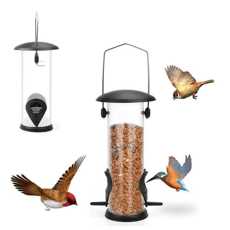 Outdoor Bird Feeder Hanging Automatic Bird Feeder PVC Squirrel Proof Cage Seed Food Outdoor Small Wild Garden Yard Bird Feeder