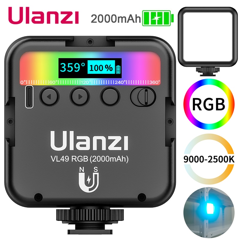 Ulanzi VL49 Mini Rgb Led Video Licht Draagbare Pocket Fotografie Licht Vlog Vullen Licht Voor Smartphone Dslr Slr Camera Lamp
