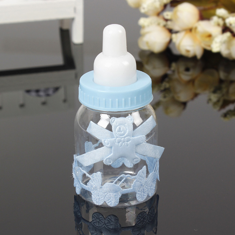 3/6/12/24pcs European baby birthday candy box bottle transparent box sugar storage box party decoration: Blue / 3PCS