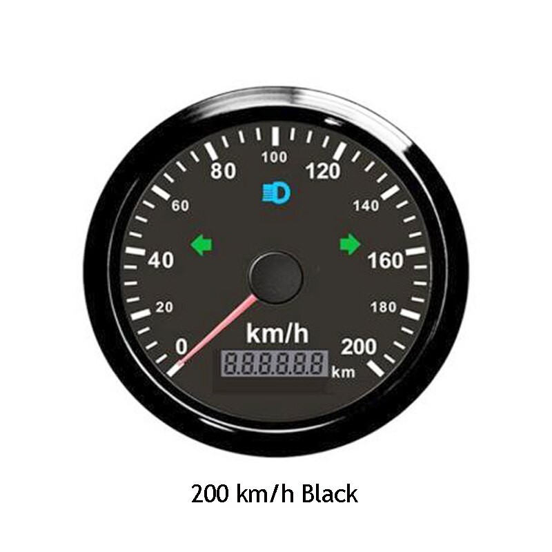 85Mm Gps Snelheidsmeter Gauge 125 Km/h 200 Km/h Waterdichte IP67 Snelheidsmeter Kilometerteller Universele Voor Auto Vrachtwagen Boot Motor 12V/24V: Black 200
