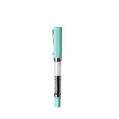 Pluma transparente de plástico para caligrafía para práctica estudiantil, punta con capucha de 0,5mm y Punta de 0,38mm, útiles escolares con tinta de Color: Juego de bolígrafos: cyan / F nib