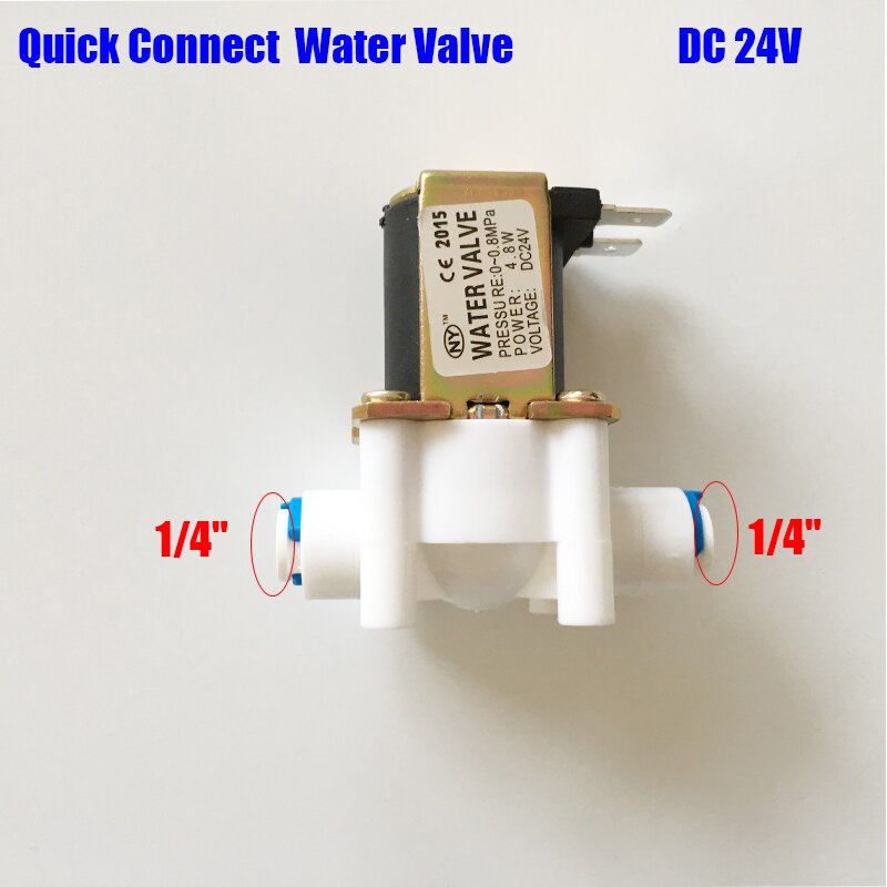 Water filter Quick connect Elektrische Waterklep 24 V DC 1/4 "inlaat Feed Valve voor RO Omgekeerde Osmose waterzuiveraar Systeem