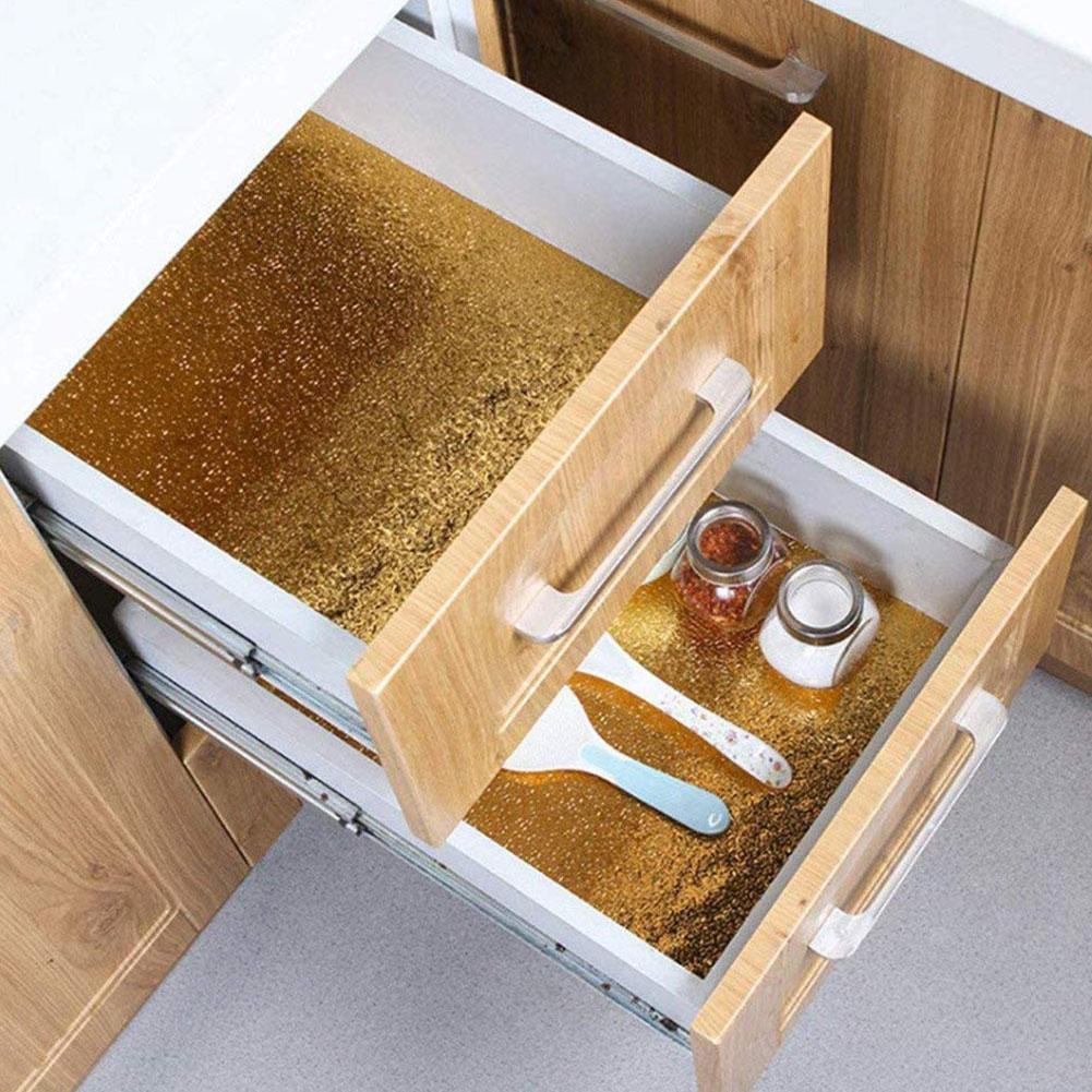 Goud Kachel Keuken Olie Proof Sticker Hoge Temperatuur Sticker Zelfklevende Slip Sticker Folie Kabinet Muur Aluminium Ho A5A1