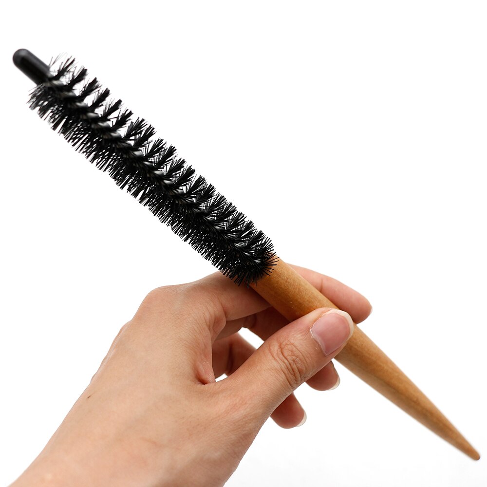 Pro 1 stk mini hårbørste nylon børste afro hår rund kam til kort hår styling træ hår tønde børste til frisør