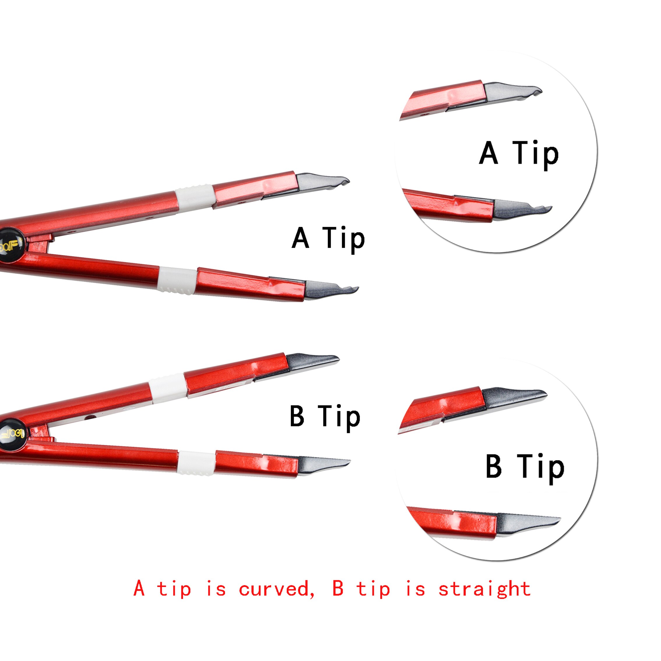 Extensión de cabello rojo por fusión, Conector de hierro, herramientas de unión de queratina, Conector de calor de fusión de temperatura ajustable, 1 ud.