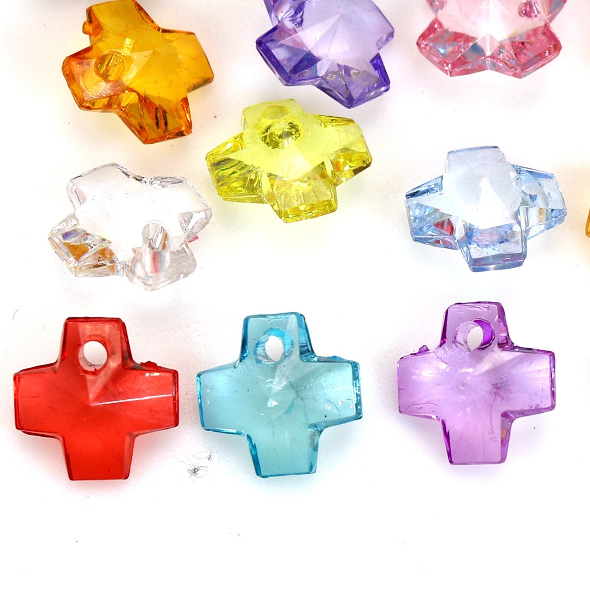 100 Mixed Color Transparent Acrylic Various Shape Pendants Heart Bear Cross DIY