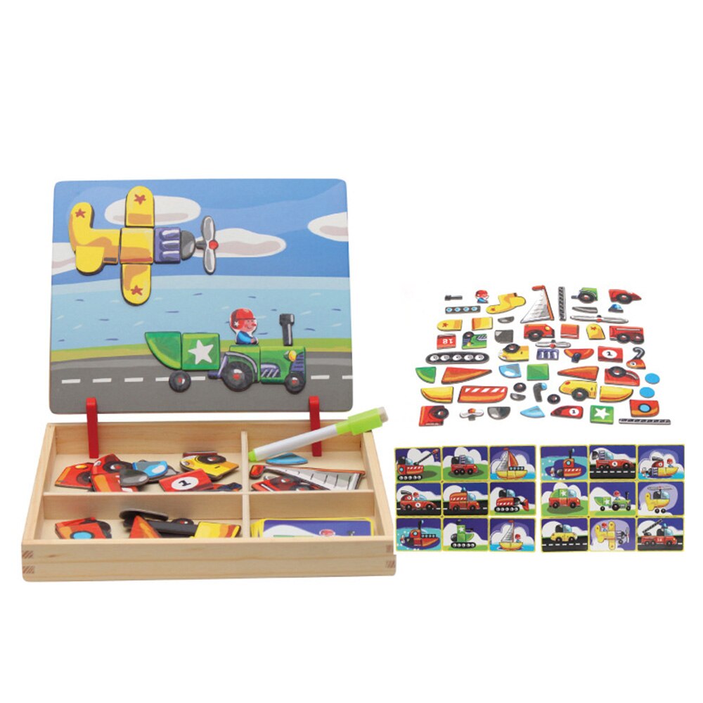 Wooden Toys Magnetic 3D Puzzle for Kids Children Puzzle Toy Wooden Educational Toys Figure/Animals /Circus with Drawing Board: WJ3594C